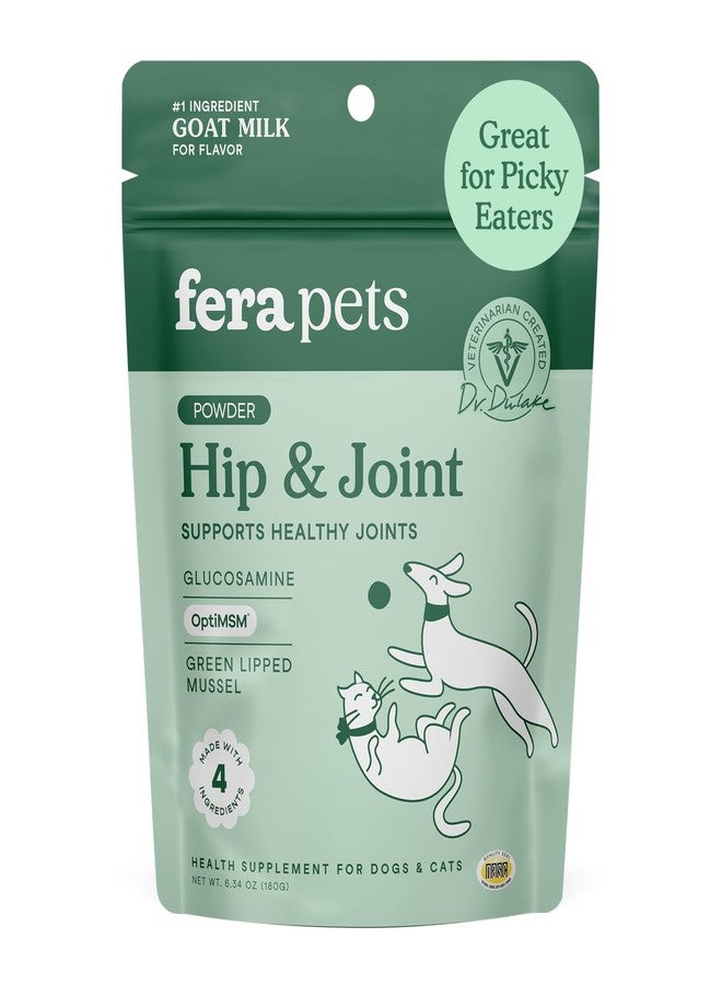 Fera Pets Goat Milk - Cat & Dog Hip and Joint Support with Glucosamine, MSM & Green Lipped Mussel - Supports Flexibility, Mobility & Bone Health - for Picky Eaters - 60 TSP - Image 1
